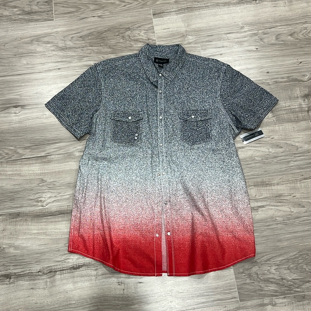Men's Gradient Red and Gray Shirt